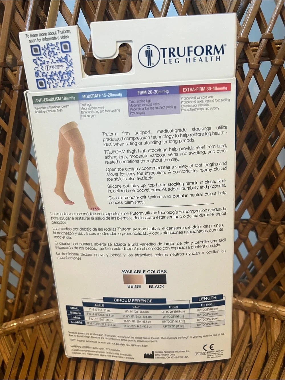TruForm Medical Compression Thigh High Stockings in Black